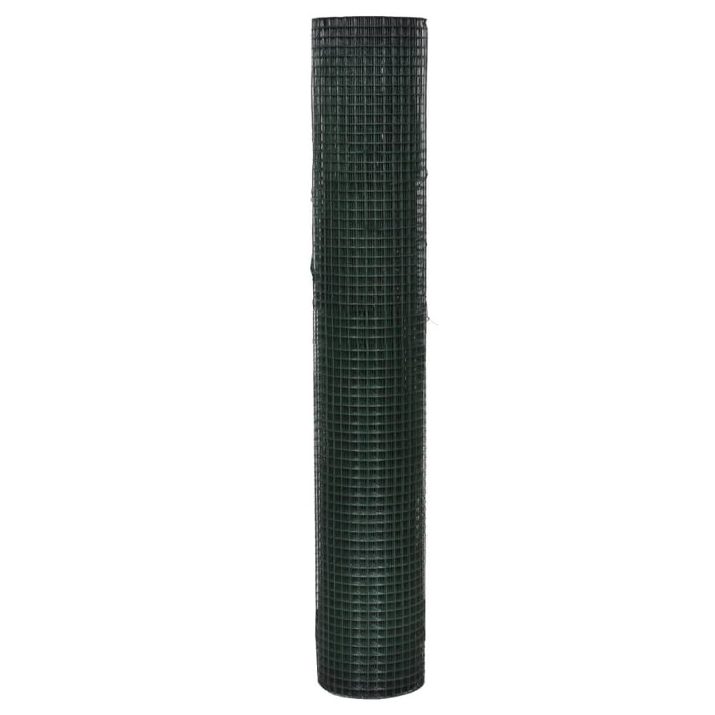 vidaXL Plasă de sârmă găini, verde, 10 x 1 m, oțel galvanizat cu PVC