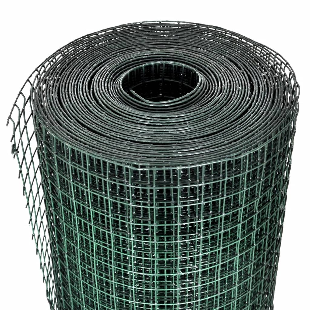 vidaXL Plasă de sârmă găini, verde, 10 x 1 m, oțel galvanizat cu PVC