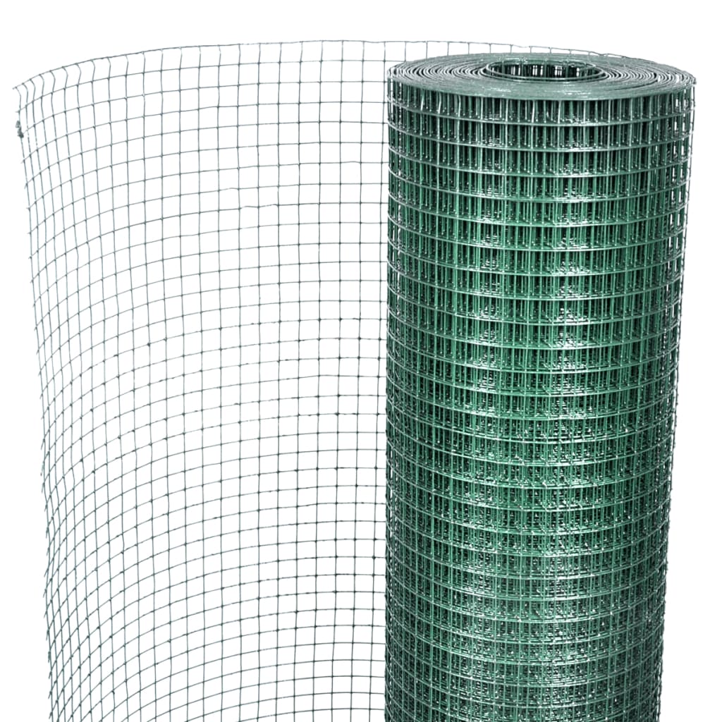 vidaXL Plasă de sârmă găini, verde, 1 x 25 m, oțel galvanizat