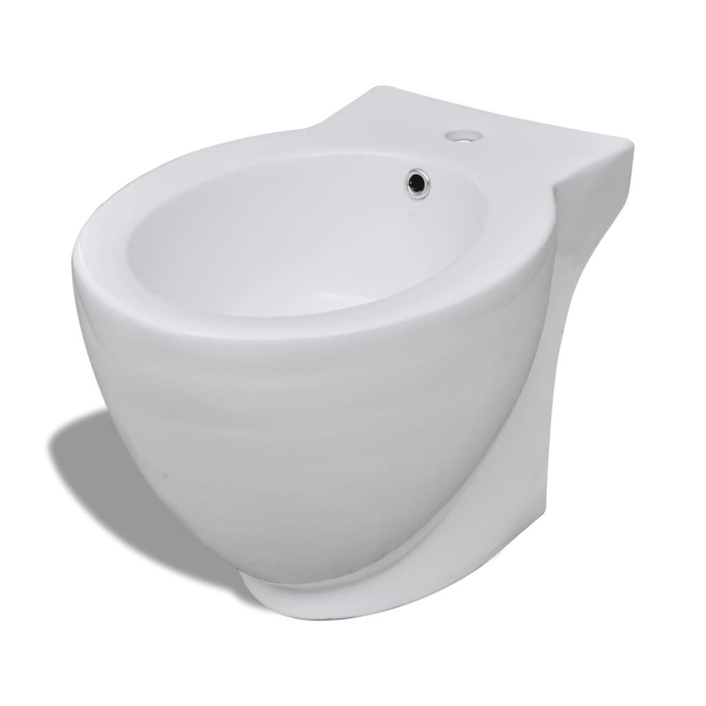 vidaXL Bideu rotund pe pardoseală, ceramică calitate superioară, alb vidaXL Bideu rotund pe pardoseală, ceramică calitate superioară, alb