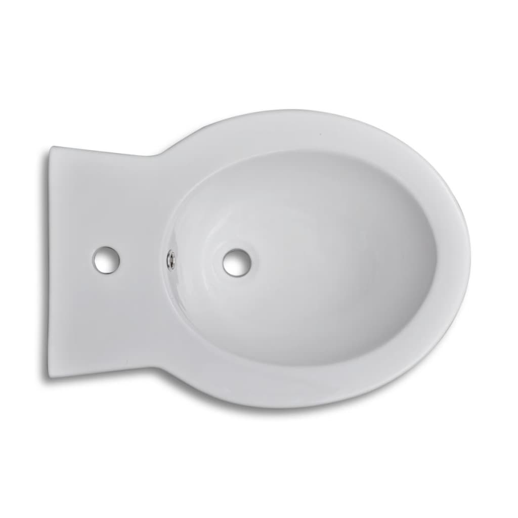 vidaXL Bideu rotund pe pardoseală, ceramică calitate superioară, alb vidaXL Bideu rotund pe pardoseală, ceramică calitate superioară, alb