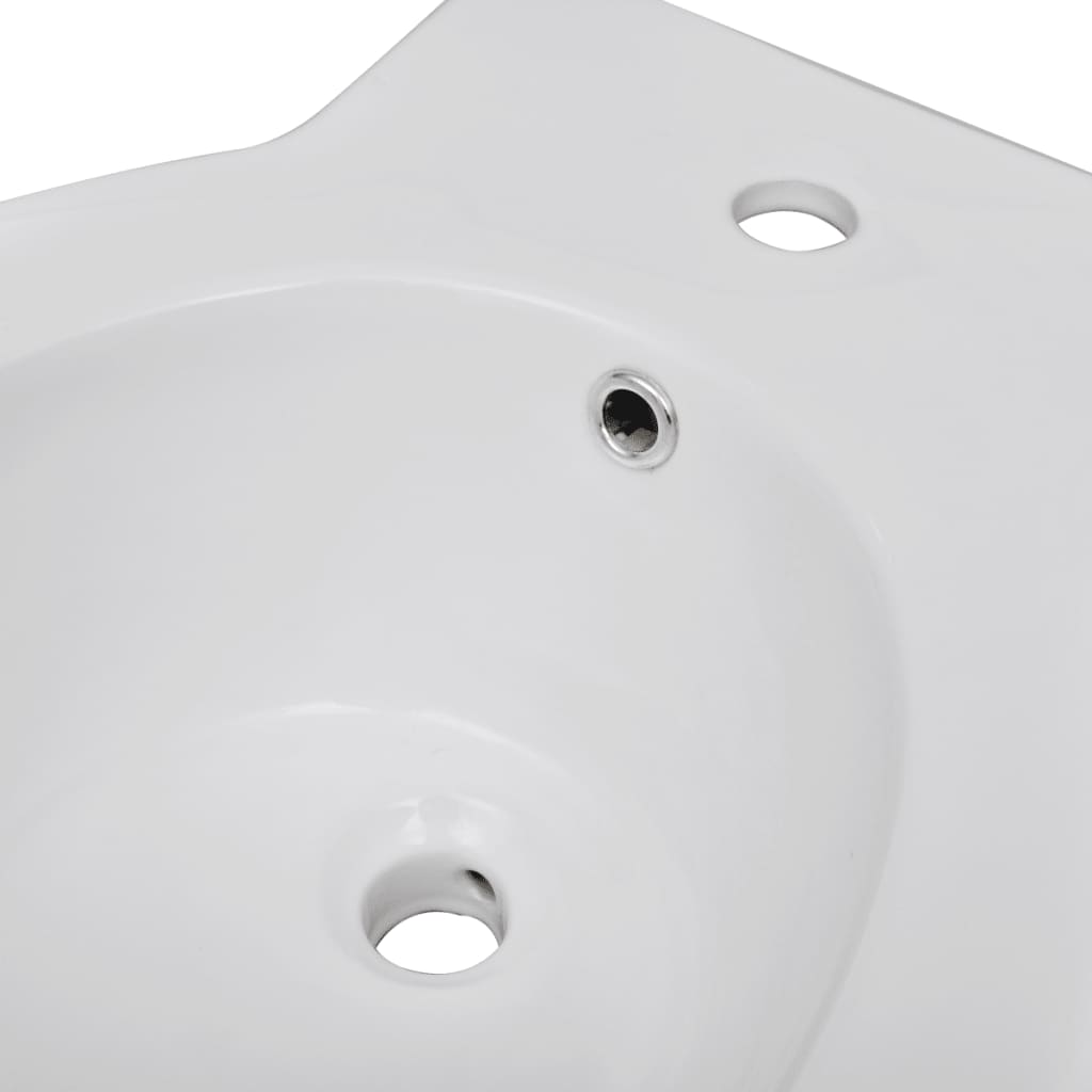 vidaXL Bideu rotund pe pardoseală, ceramică calitate superioară, alb vidaXL Bideu rotund pe pardoseală, ceramică calitate superioară, alb