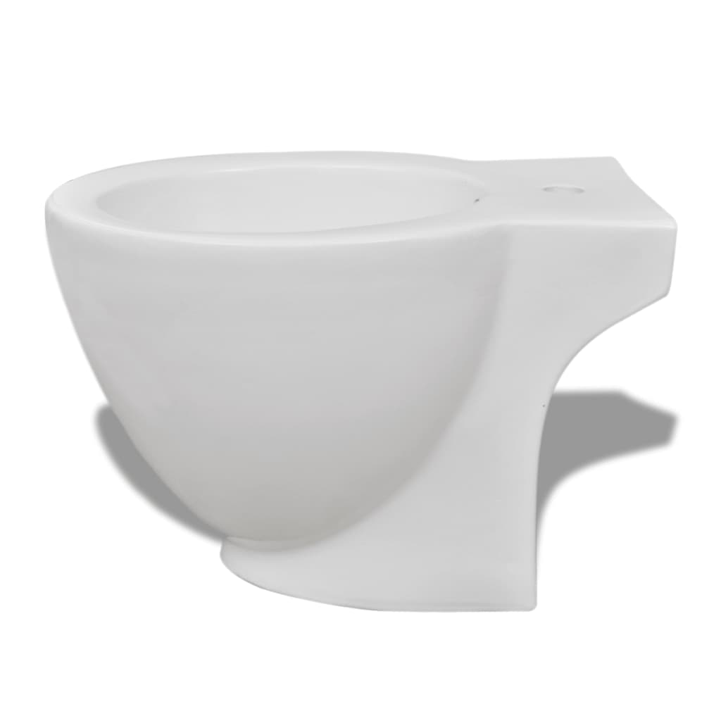 vidaXL Bideu rotund pe pardoseală, ceramică calitate superioară, alb vidaXL Bideu rotund pe pardoseală, ceramică calitate superioară, alb