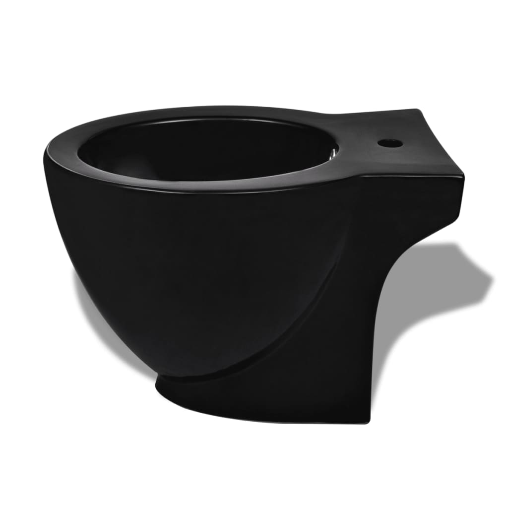 vidaXL Bideu rotund pe pardoseală, negru, ceramică calitate superioară vidaXL Bideu rotund pe pardoseală, negru, ceramică calitate superioară