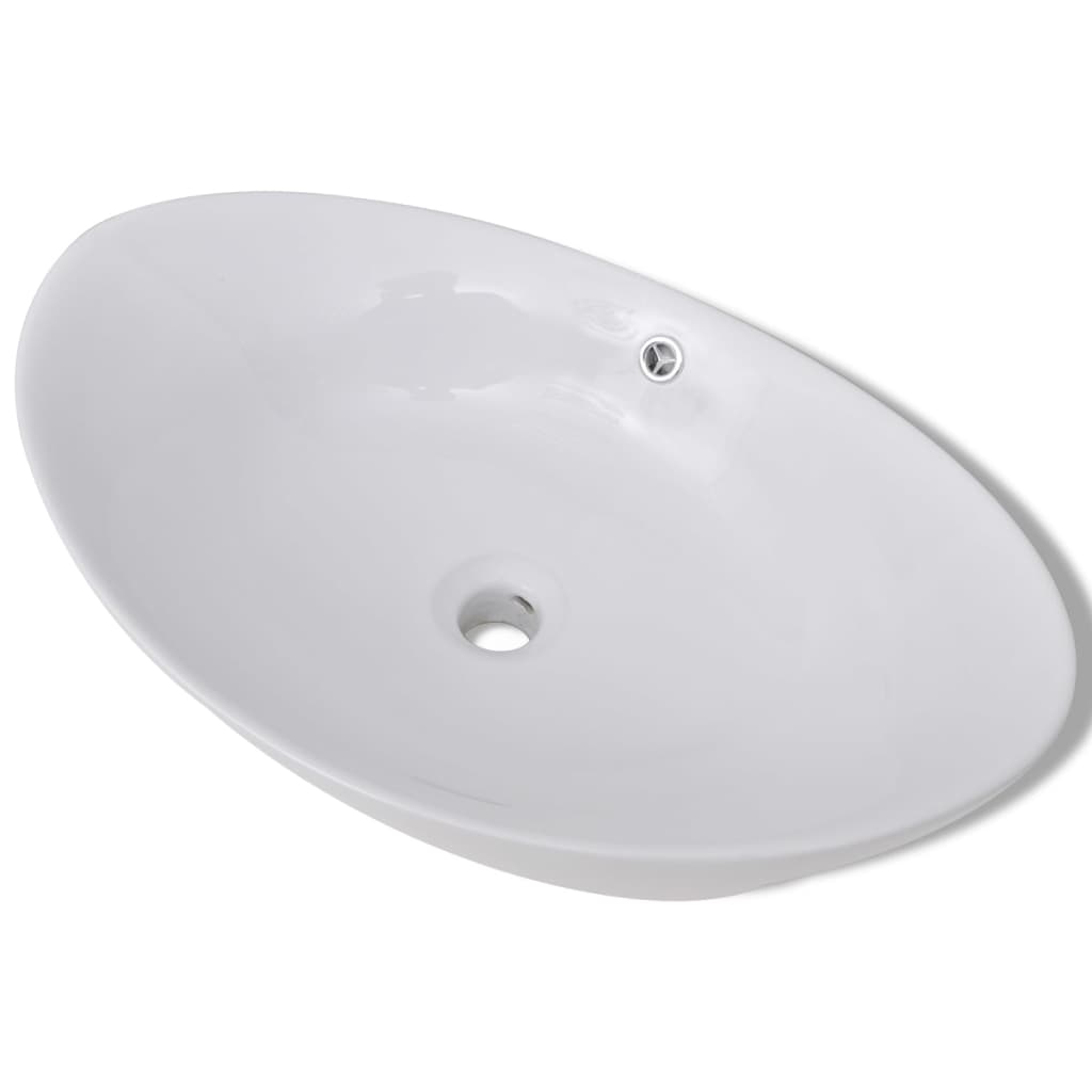 Chiuvetă ovală cu preaplin, 59 x 38,5 cm, ceramică de lux Chiuvetă ovală cu preaplin, 59 x 38,5 cm, ceramică de lux