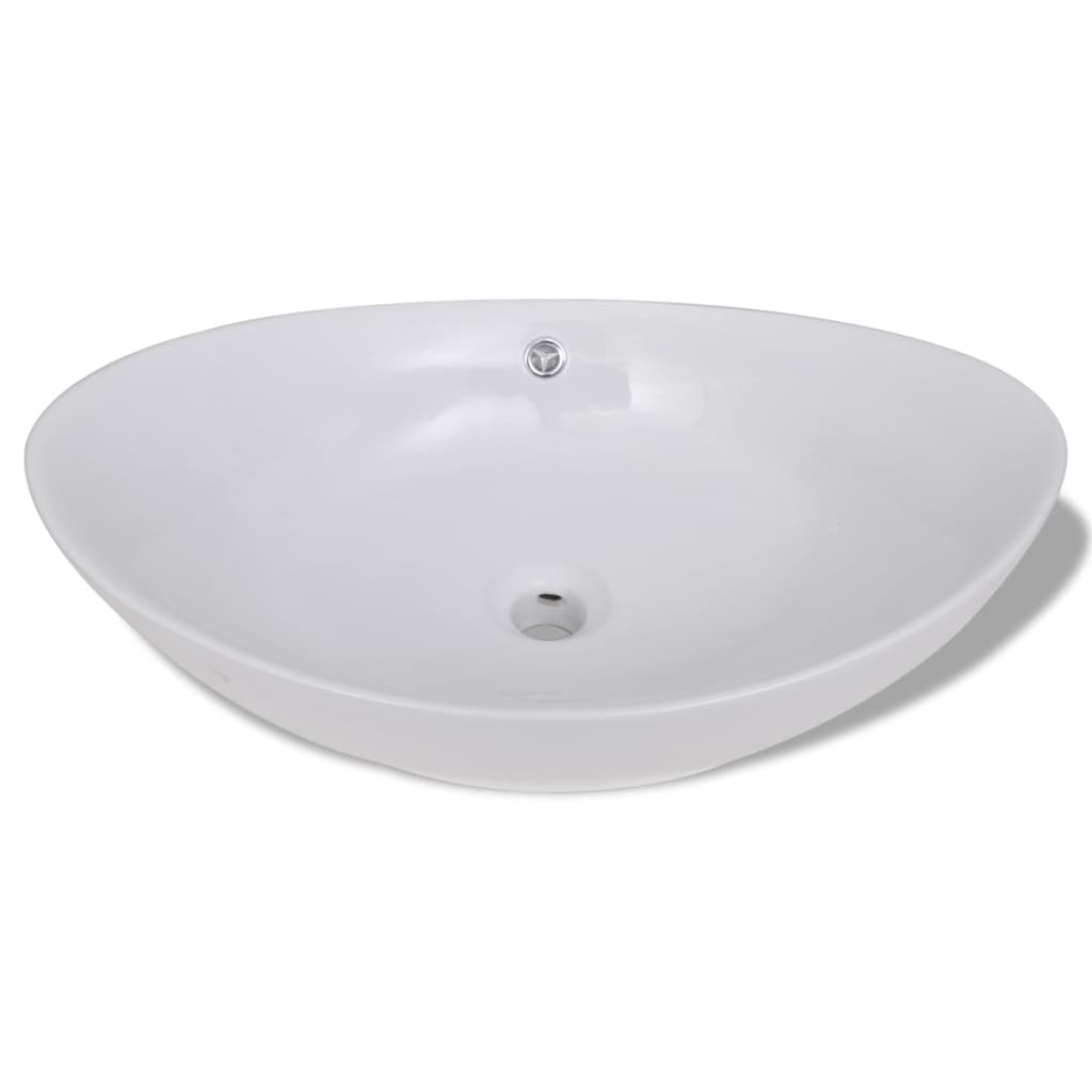 Chiuvetă ovală cu preaplin, 59 x 38,5 cm, ceramică de lux Chiuvetă ovală cu preaplin, 59 x 38,5 cm, ceramică de lux