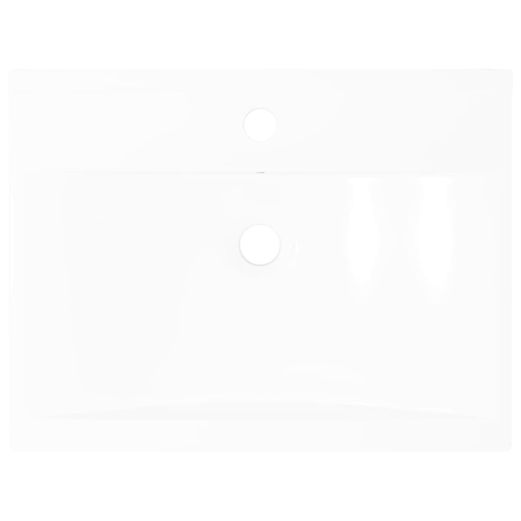 Chiuvetă dreptunghiulară din ceramică cu preaplin și scurgere 60x46 cm Chiuvetă dreptunghiulară din ceramică cu preaplin și scurgere 60x46 cm