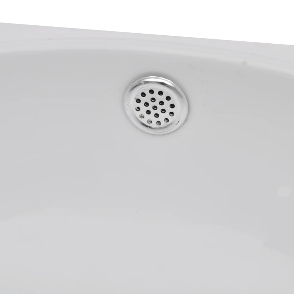 Chiuvetă de baie, orificiu robinet & preaplin, alb, ceramică Chiuvetă de baie, orificiu robinet & preaplin, alb, ceramică