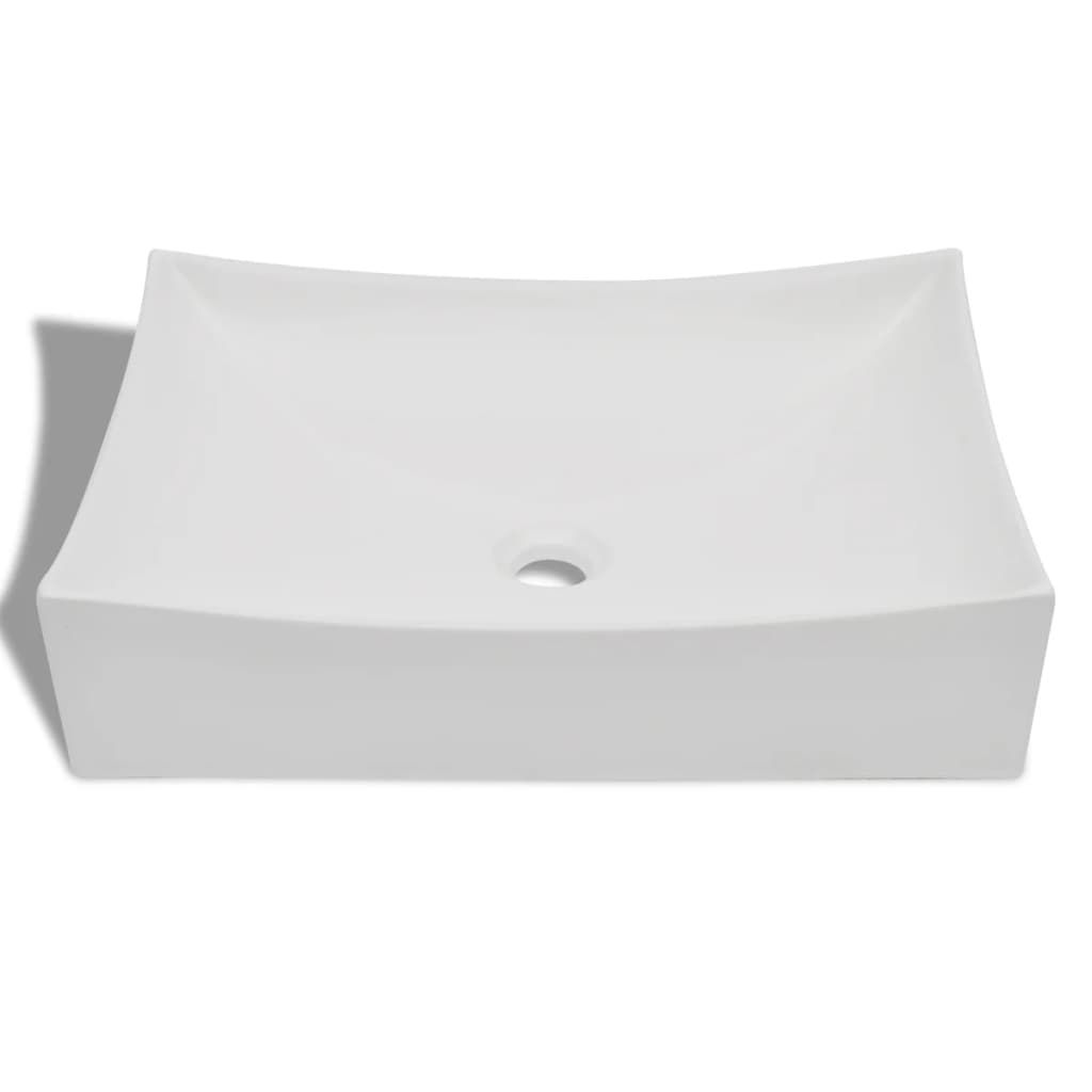 Chiuvetă ceramică porțelan pt. baie, design artistic, alb extralucios Chiuvetă ceramică porțelan pt. baie, design artistic, alb extralucios