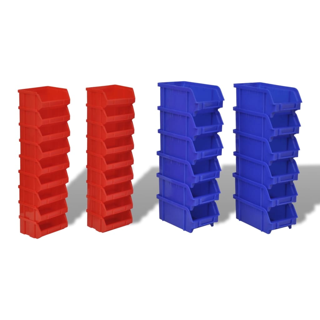 Set coș depozitare pt garaj, montat pe perete 30 buc albastru, plastic Set coș depozitare pt garaj, montat pe perete 30 buc albastru, plastic
