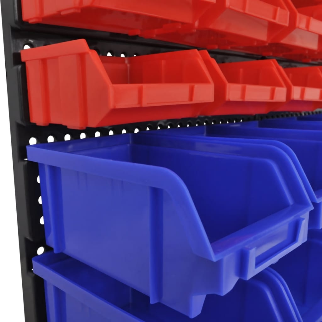 Set coș depozitare pt garaj, montat pe perete 30 buc albastru, plastic Set coș depozitare pt garaj, montat pe perete 30 buc albastru, plastic