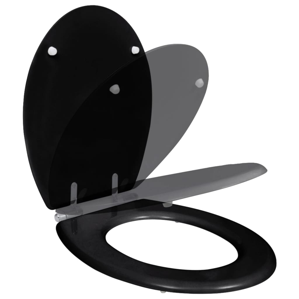 vidaXL Capac WC cu închidere silențioasă negru MDF design simplu vidaXL Capac WC cu închidere silențioasă negru MDF design simplu