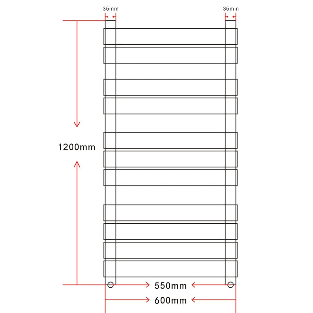 vidaXL Radiator port-prosop încălzire centrală baie, drept, 600x1200mm vidaXL Radiator port-prosop încălzire centrală baie, drept, 600x1200mm