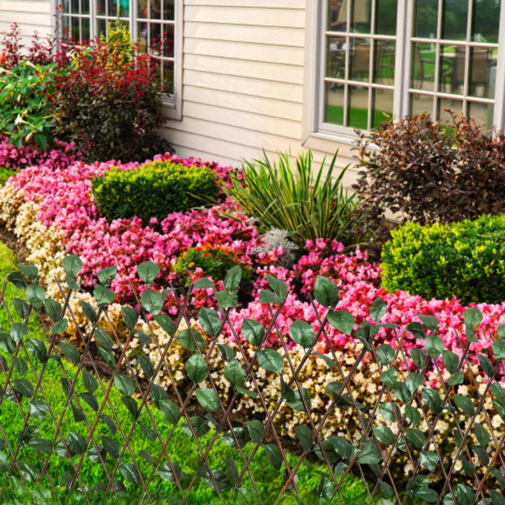 vidaXL Gard cu zăbrele, frunze artificiale, 5 buc.,180 x 90 cm, salcie