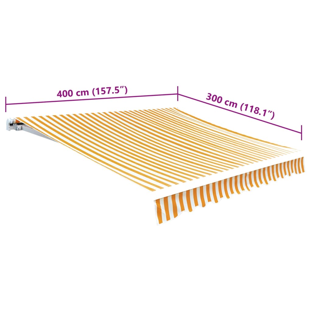 vidaXL Pânză copertină, galben & alb, 4x3 m (cadrul nu este inclus)