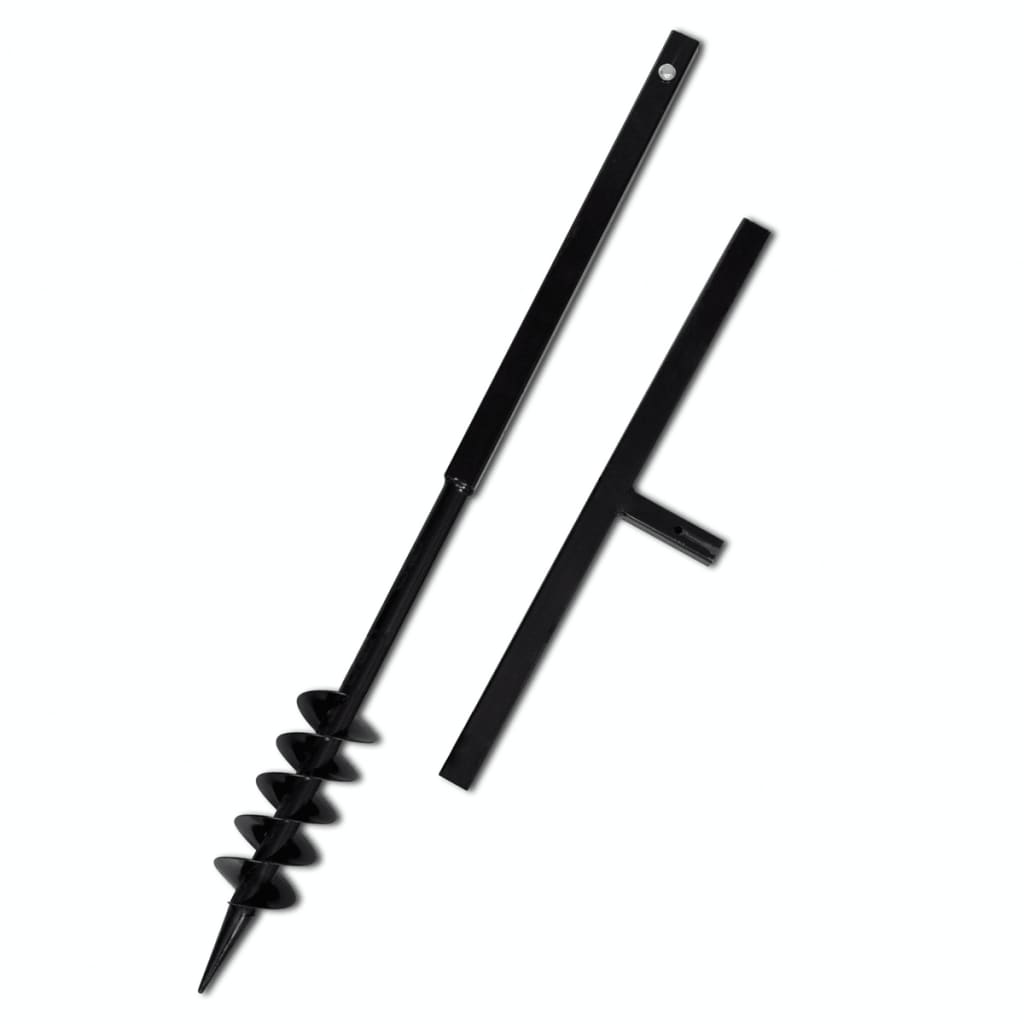 Burghiu de sol cu mâner, 80 mm, spirale duble, negru, oțel Burghiu de sol cu mâner, 80 mm, spirale duble, negru, oțel