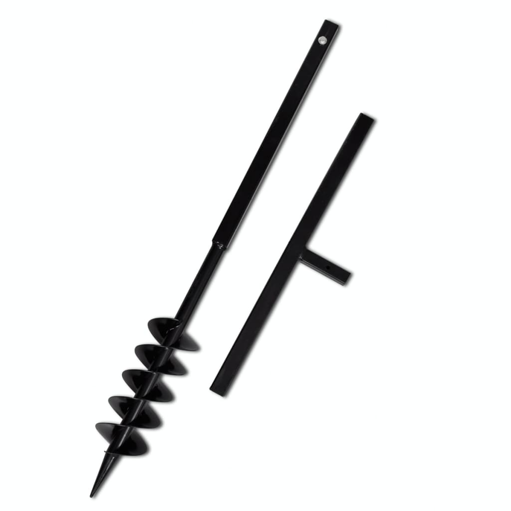 Burghiu de sol cu mâner, 100 mm, duble spirale, negru, oțel Burghiu de sol cu mâner, 100 mm, duble spirale, negru, oțel