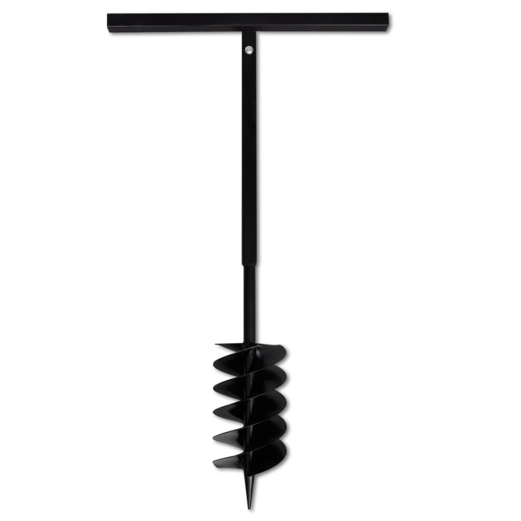 Burghiu de sol cu mâner, 150 mm, trei spirale, negru, oțel Burghiu de sol cu mâner, 150 mm, trei spirale, negru, oțel