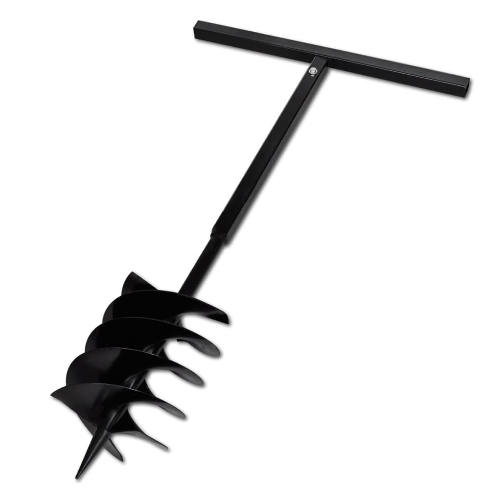 Burghiu de sol cu mâner, 200 mm, trei spirale, negru, oțel Burghiu de sol cu mâner, 200 mm, trei spirale, negru, oțel