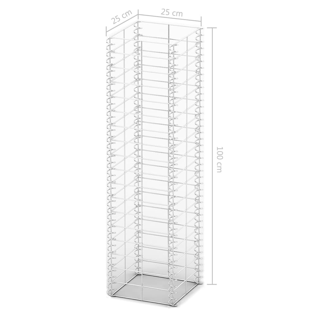 vidaXL Set gabioane, 3 buc, sârmă galvanizată, 25 x 25 x 100 cm