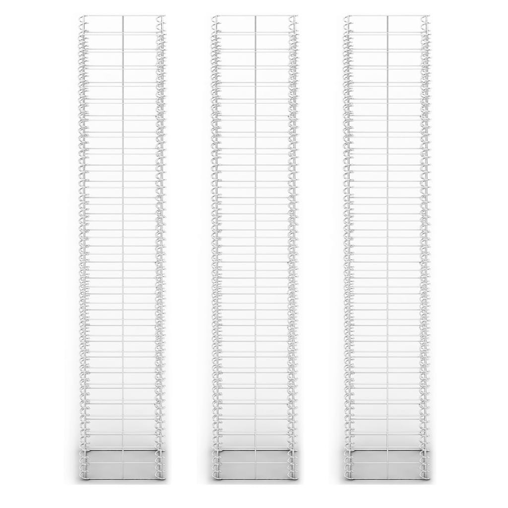 vidaXL Set gabioane, 3 buc, sârmă galvanizată, 25 x 25 x 150 cm