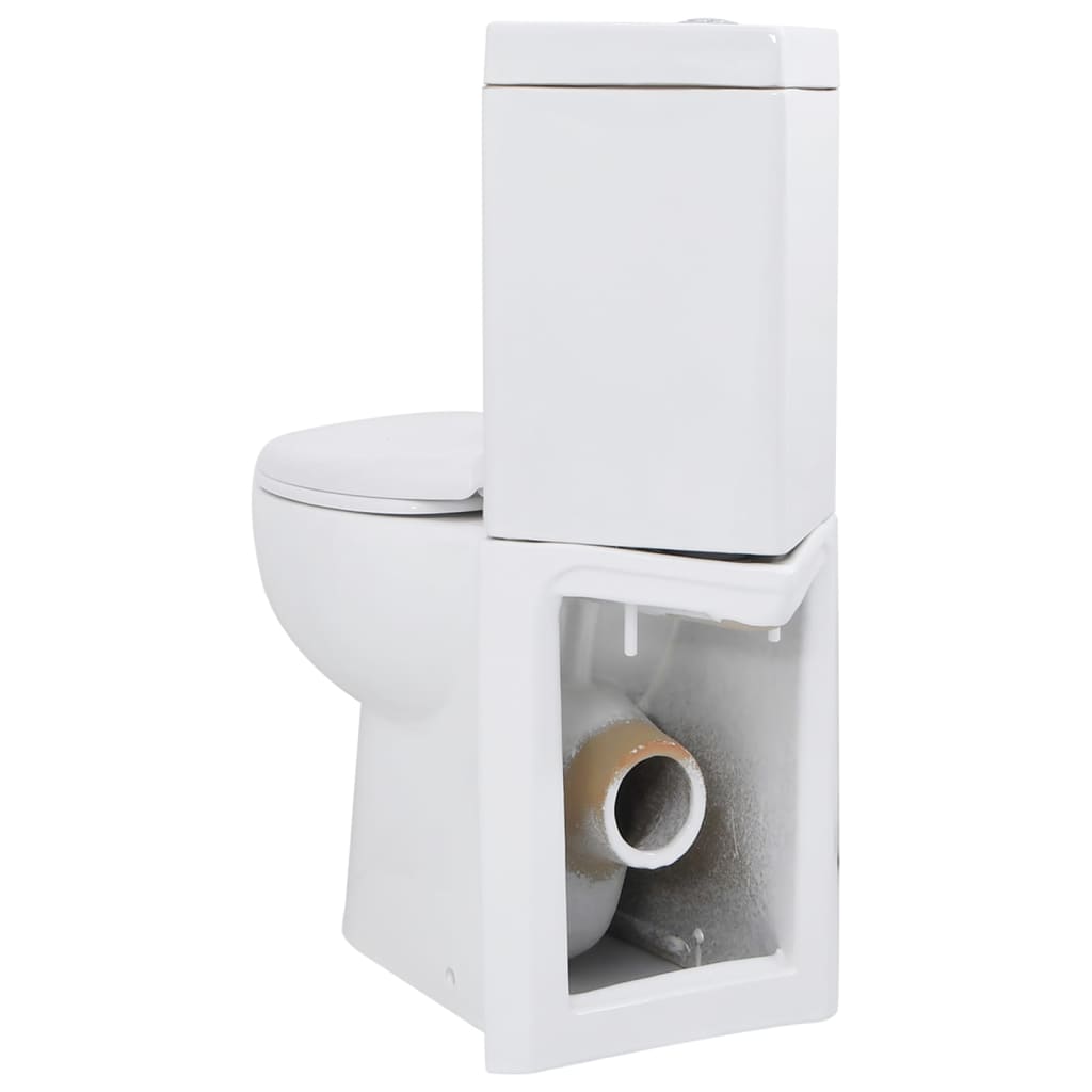 Vas toaletă din ceramică, WC baie de colț, alb Vas toaletă din ceramică, WC baie de colț, alb