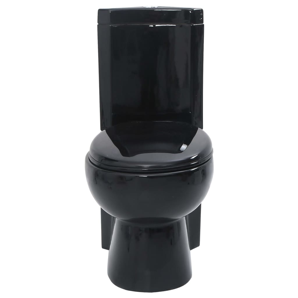 Vas toaletă din ceramică, WC baie de colț, negru Vas toaletă din ceramică, WC baie de colț, negru