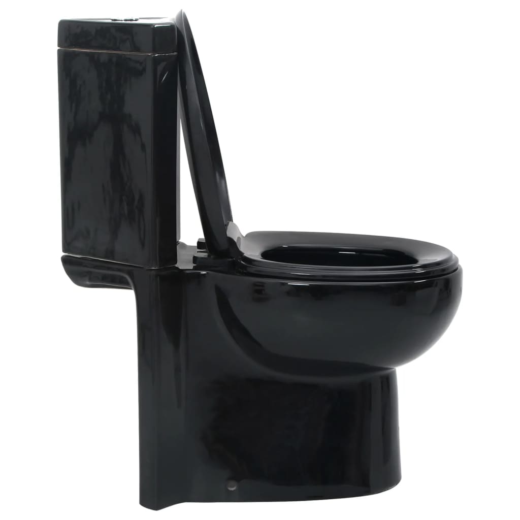 Vas toaletă din ceramică, WC baie de colț, negru Vas toaletă din ceramică, WC baie de colț, negru