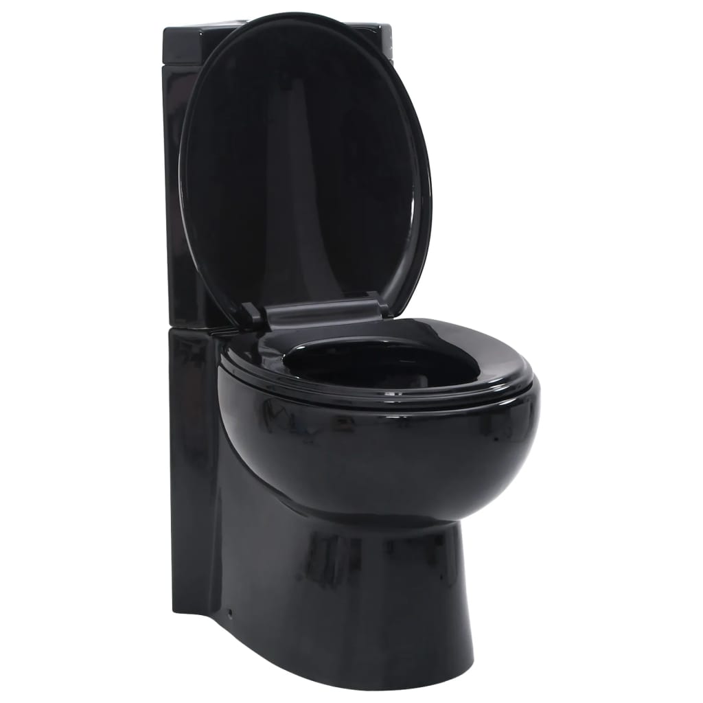 Vas toaletă din ceramică, WC baie de colț, negru Vas toaletă din ceramică, WC baie de colț, negru