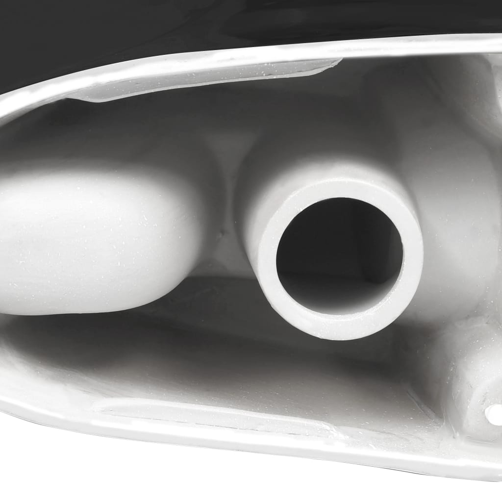 vidaXL Vas WC toaletă de baie, negru, ceramică, rotund, flux inferior