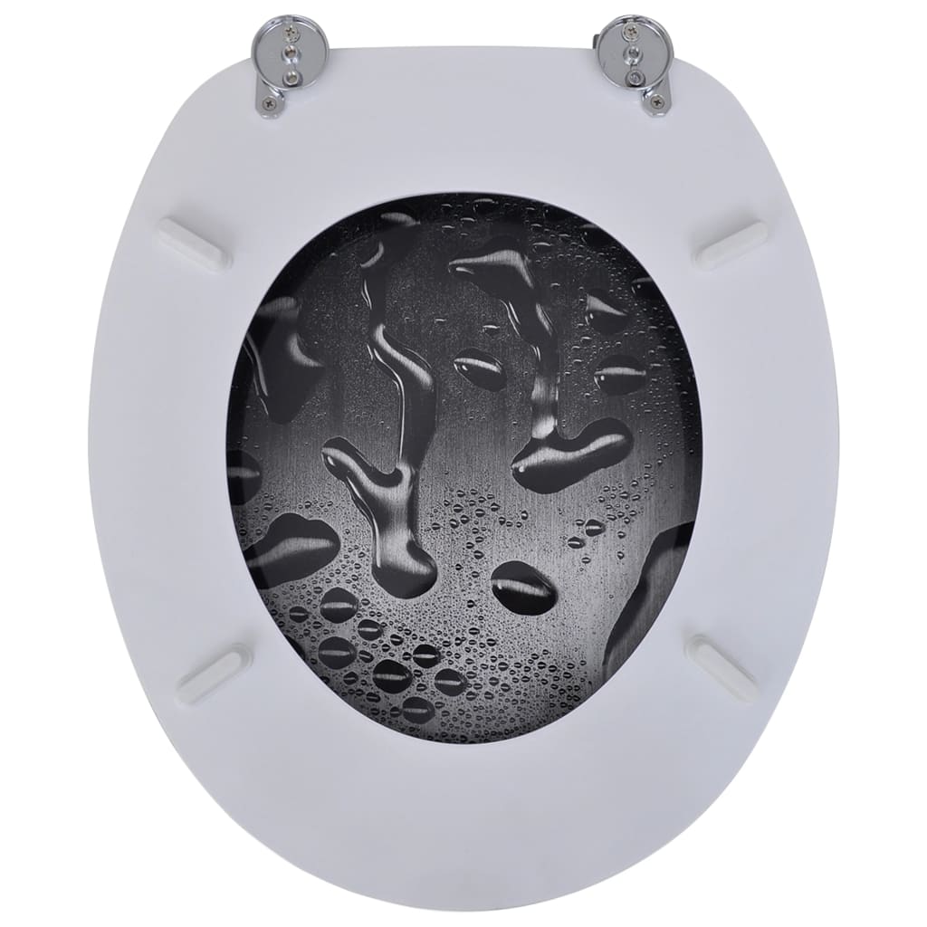 Scaun de toaletă cu capac din MDF, design cu picături de apă Scaun de toaletă cu capac din MDF, design cu picături de apă