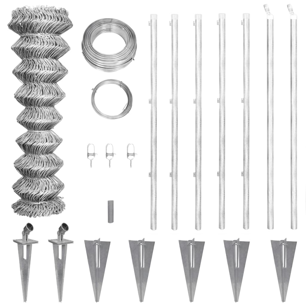 vidaXL Gard din plasă cu stâlpi și țăruși, 15 x 0,8 m, oțel galvanizat vidaXL Gard din plasă cu stâlpi și țăruși, 15 x 0,8 m, oțel galvanizat