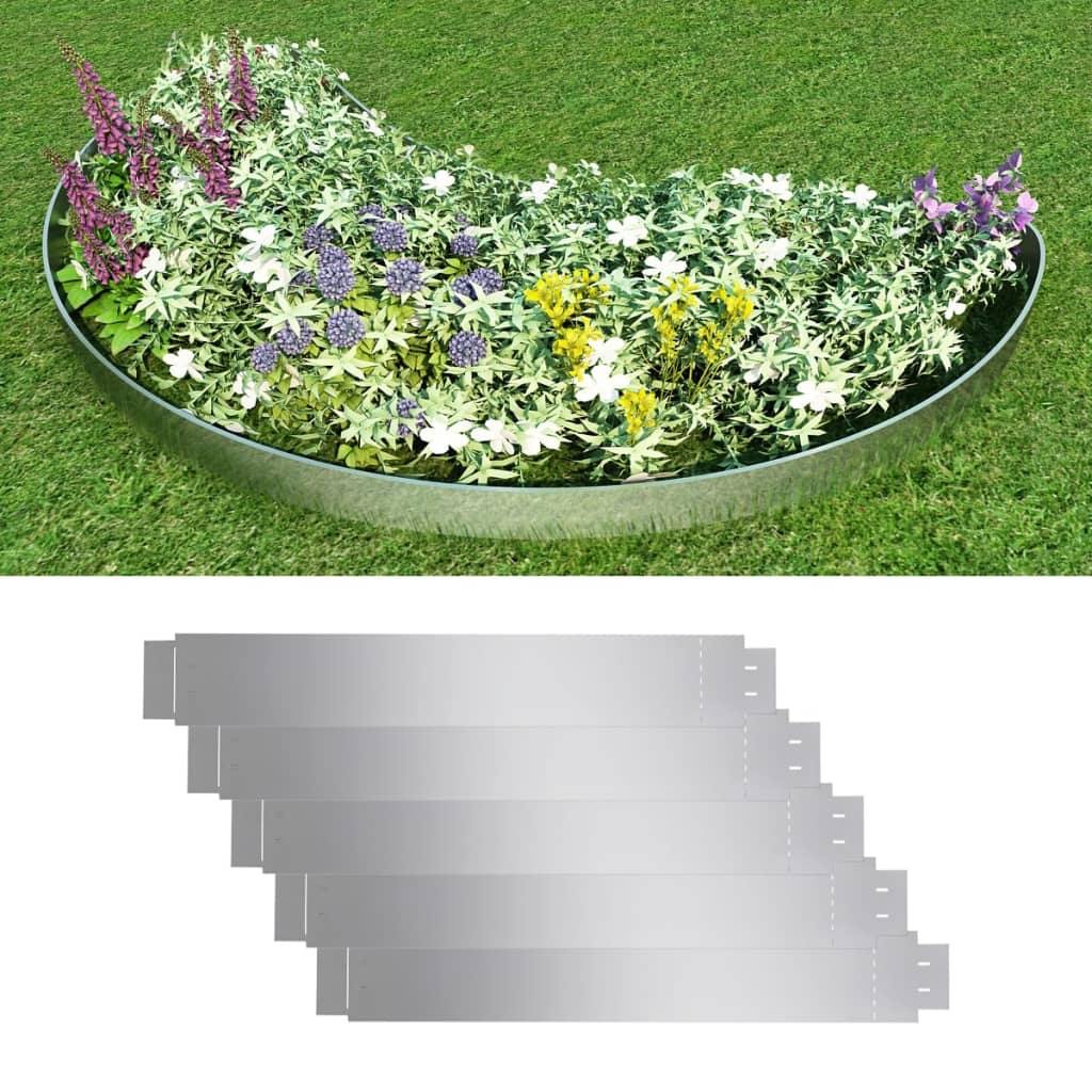 vidaXL Set gard gazon plăci flexibile 5 buc. 100x14 cm oțel zincat vidaXL Set gard gazon plăci flexibile 5 buc. 100x14 cm oțel zincat