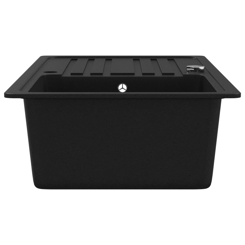 Chiuvetă bucătărie granit, bazin unic cu scurgere reversibilă, negru Chiuvetă bucătărie granit, bazin unic cu scurgere reversibilă, negru