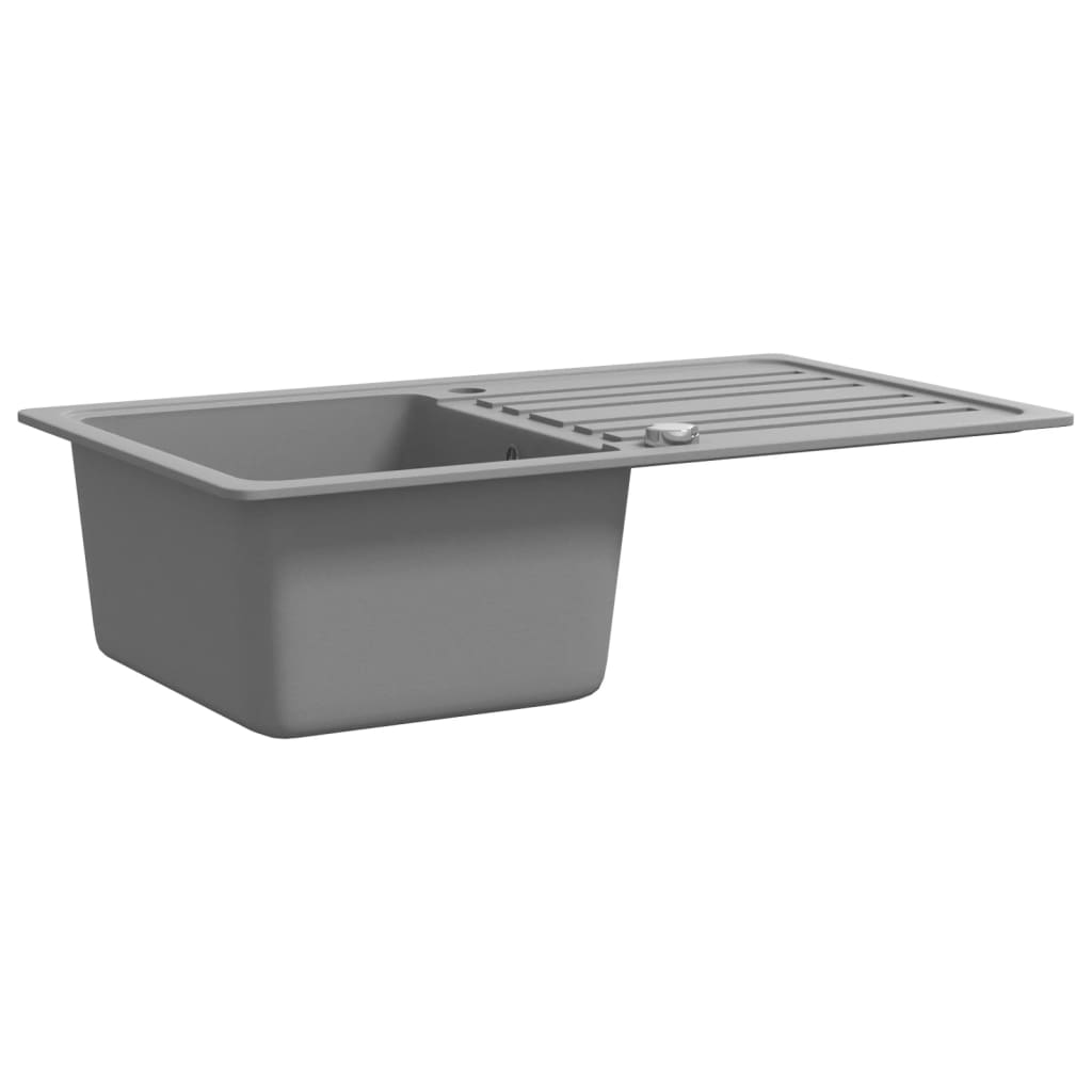 Chiuvetă bucătărie granit, bazin unic cu scurgere, reversibilă, gri Chiuvetă bucătărie granit, bazin unic cu scurgere, reversibilă, gri