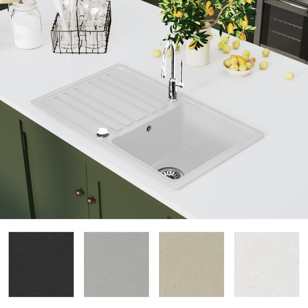 Chiuvetă bucătărie granit, bazin unic cu scurgere, reversibilă, gri Chiuvetă bucătărie granit, bazin unic cu scurgere, reversibilă, gri