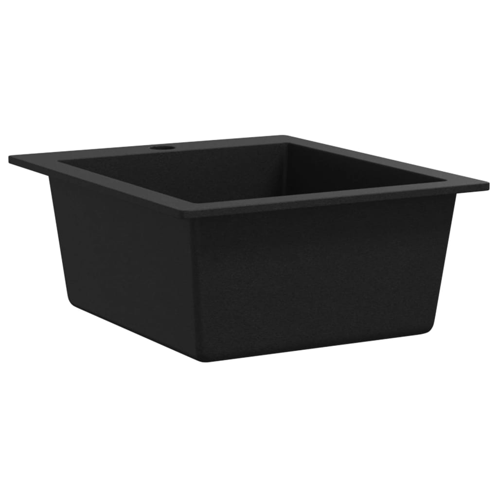 vidaXL Chiuvetă bucătărie suprapusă, cu un singur bazin, negru, granit vidaXL Chiuvetă bucătărie suprapusă, cu un singur bazin, negru, granit