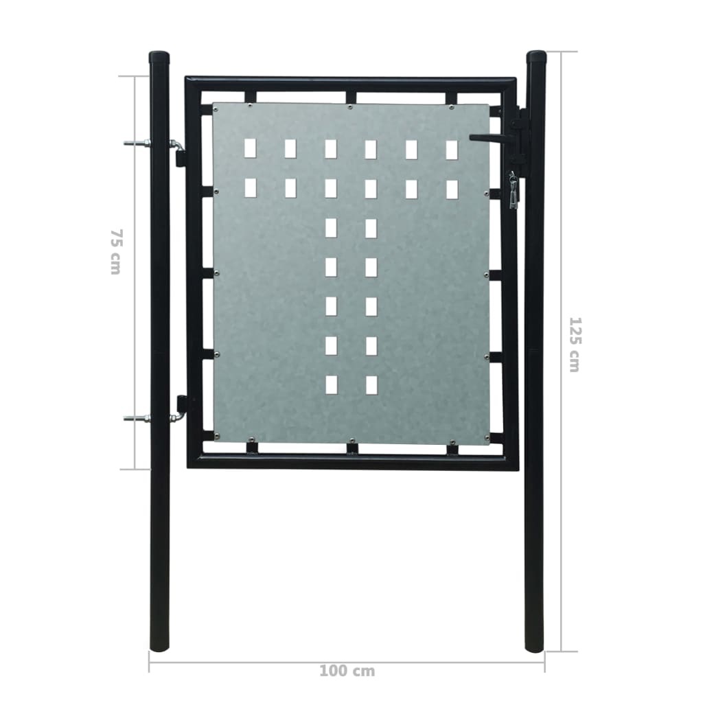 vidaXL Poartă de gard cu o ușă, negru, 100x125 cm vidaXL Poartă de gard cu o ușă, negru, 100x125 cm