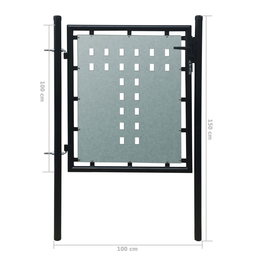 vidaXL Poartă de gard cu o ușă, negru, 100x150 cm vidaXL Poartă de gard cu o ușă, negru, 100x150 cm