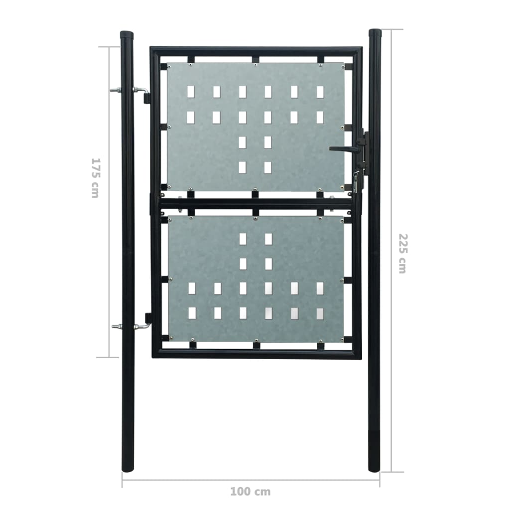vidaXL Poartă de gard cu o ușă, negru, 100x225 cm vidaXL Poartă de gard cu o ușă, negru, 100x225 cm