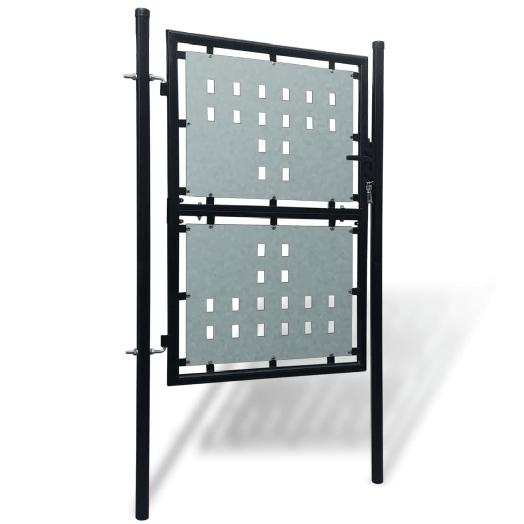 vidaXL Poartă de gard cu o ușă, negru, 100x250 cm vidaXL Poartă de gard cu o ușă, negru, 100x250 cm