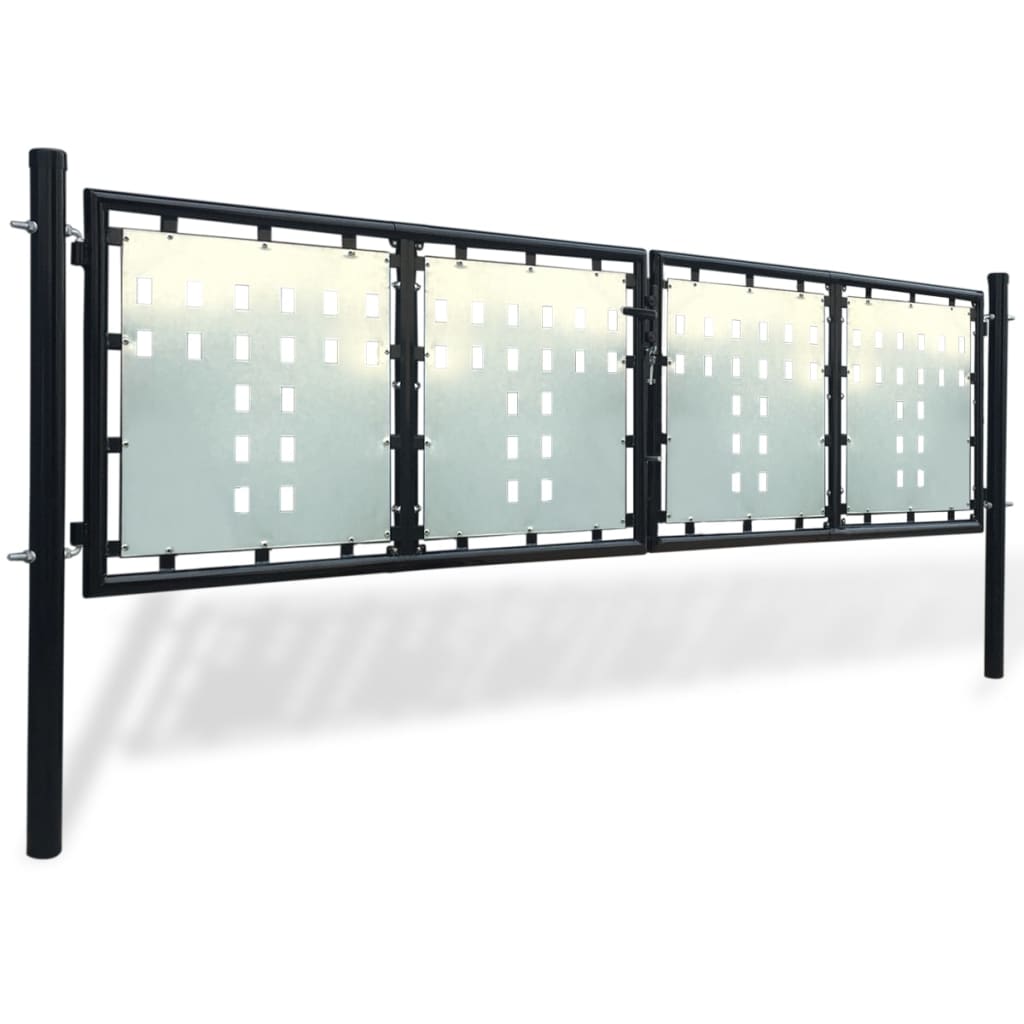 vidaXL Poartă de gard cu o ușă, negru, 300x125 cm vidaXL Poartă de gard cu o ușă, negru, 300x125 cm
