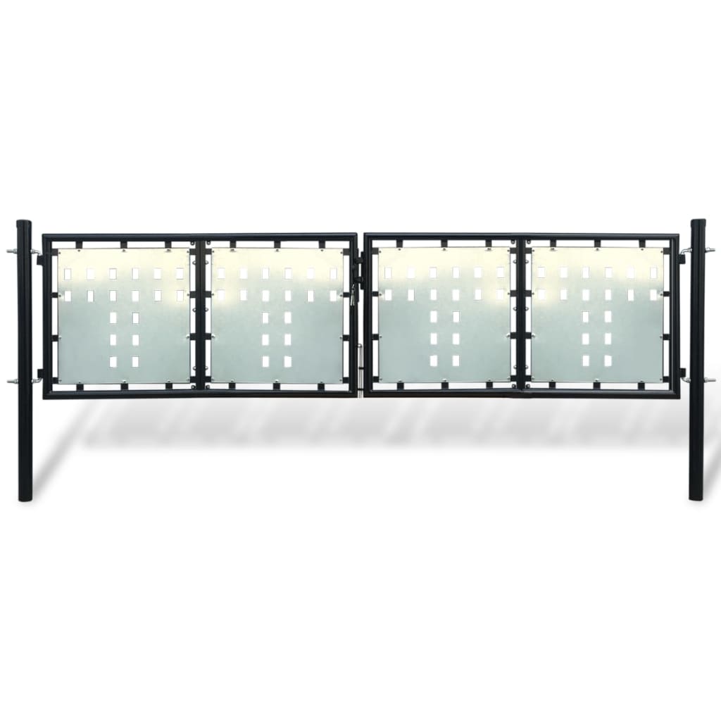 vidaXL Poartă de gard cu o ușă, negru, 300x150 cm vidaXL Poartă de gard cu o ușă, negru, 300x150 cm