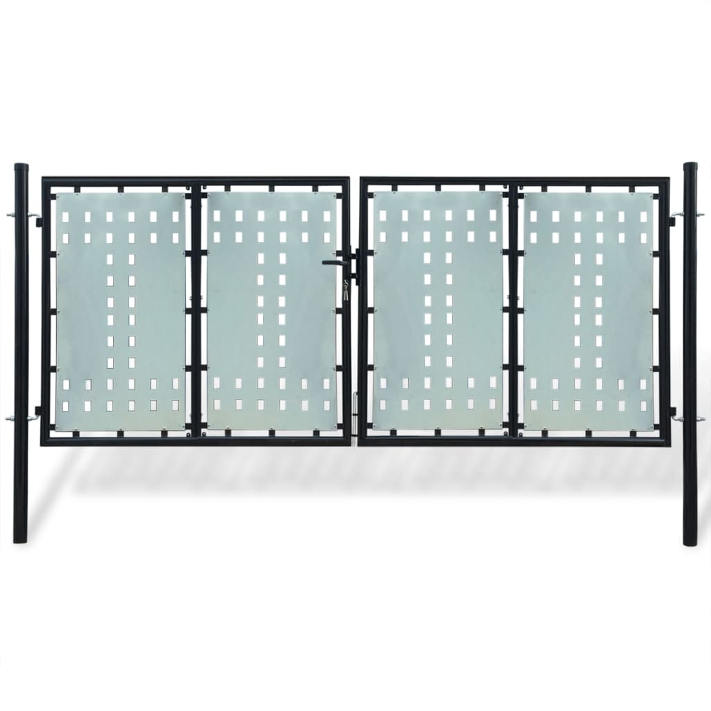 vidaXL Poartă de gard cu o ușă, negru, 300x175 cm vidaXL Poartă de gard cu o ușă, negru, 300x175 cm