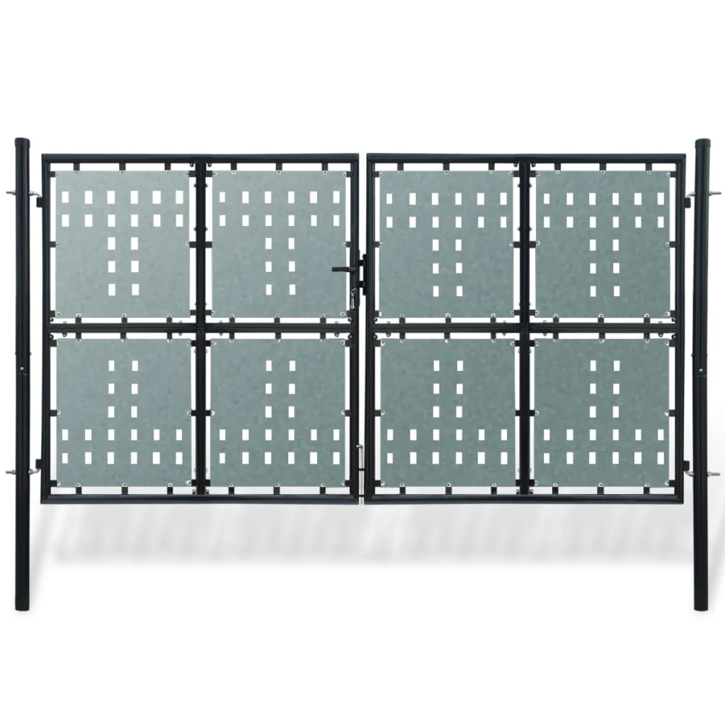 vidaXL Poartă de gard cu o ușă, negru, 300x250 cm vidaXL Poartă de gard cu o ușă, negru, 300x250 cm