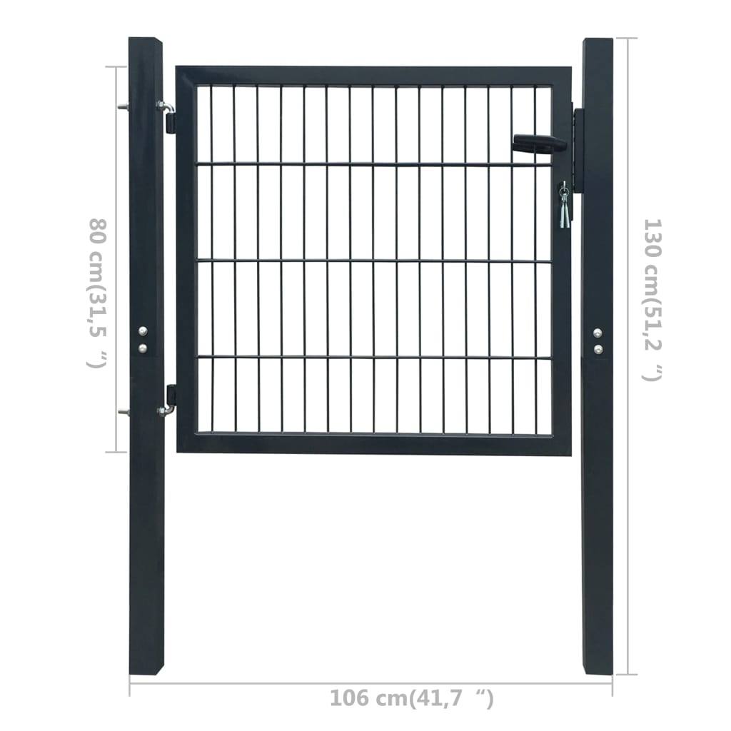 vidaXL Poartă pentru gard 2D (simplă), gri antracit, 106x130 cm vidaXL Poartă pentru gard 2D (simplă), gri antracit, 106x130 cm