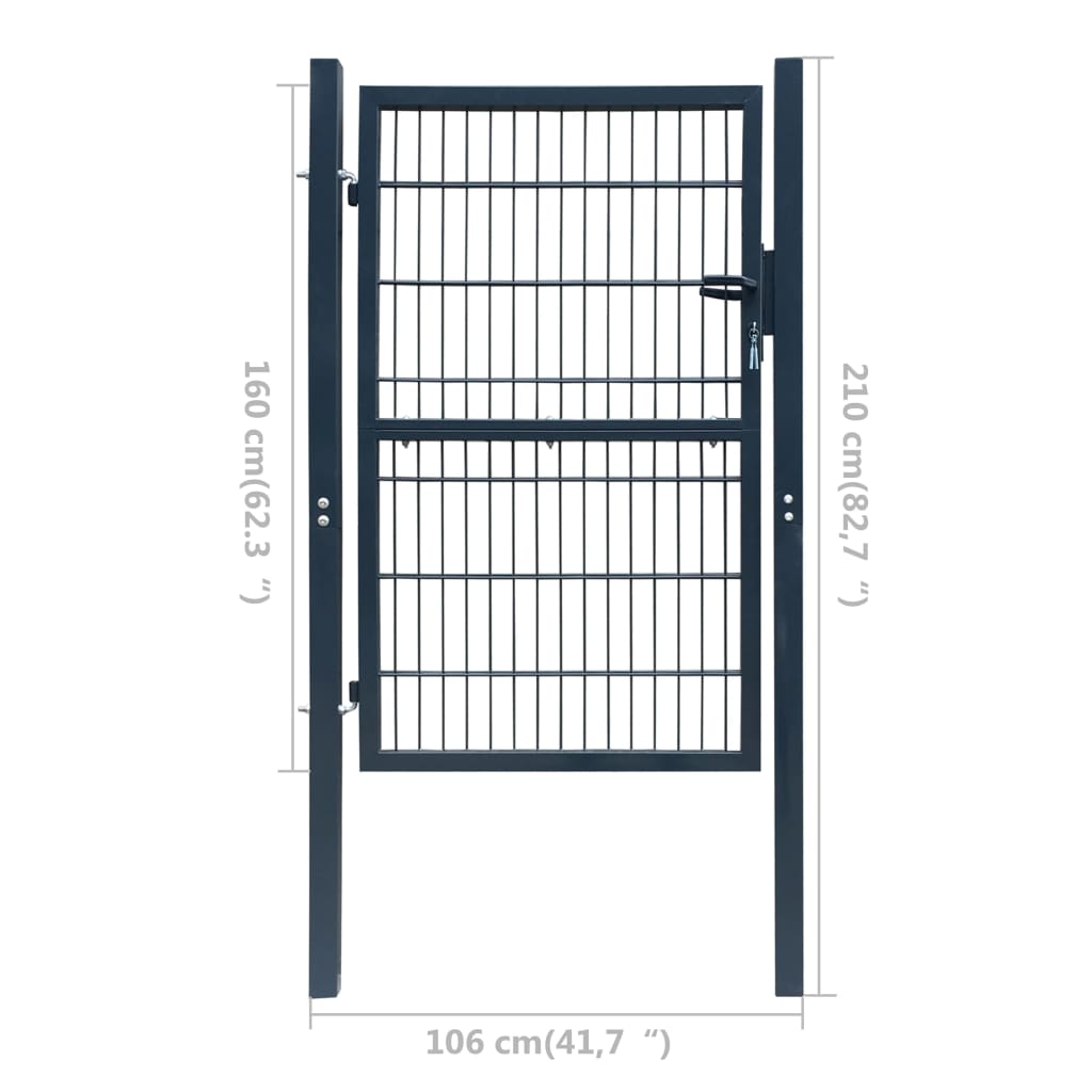 vidaXL Poartă pentru gard 2D (simplă), gri antracit, 106x210 cm