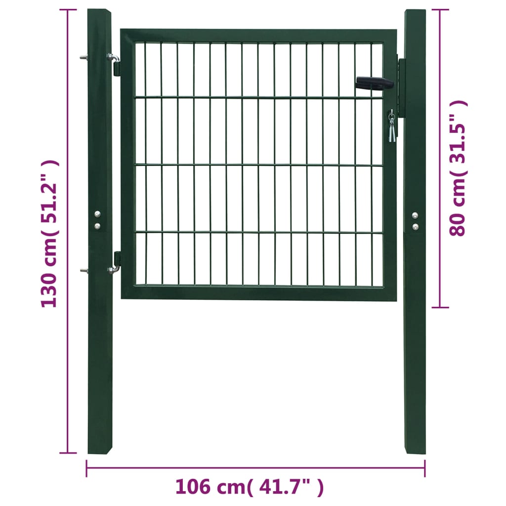 vidaXL Poartă pentru gard 2D (simplă), verde, 106x130 cm vidaXL Poartă pentru gard 2D (simplă), verde, 106x130 cm