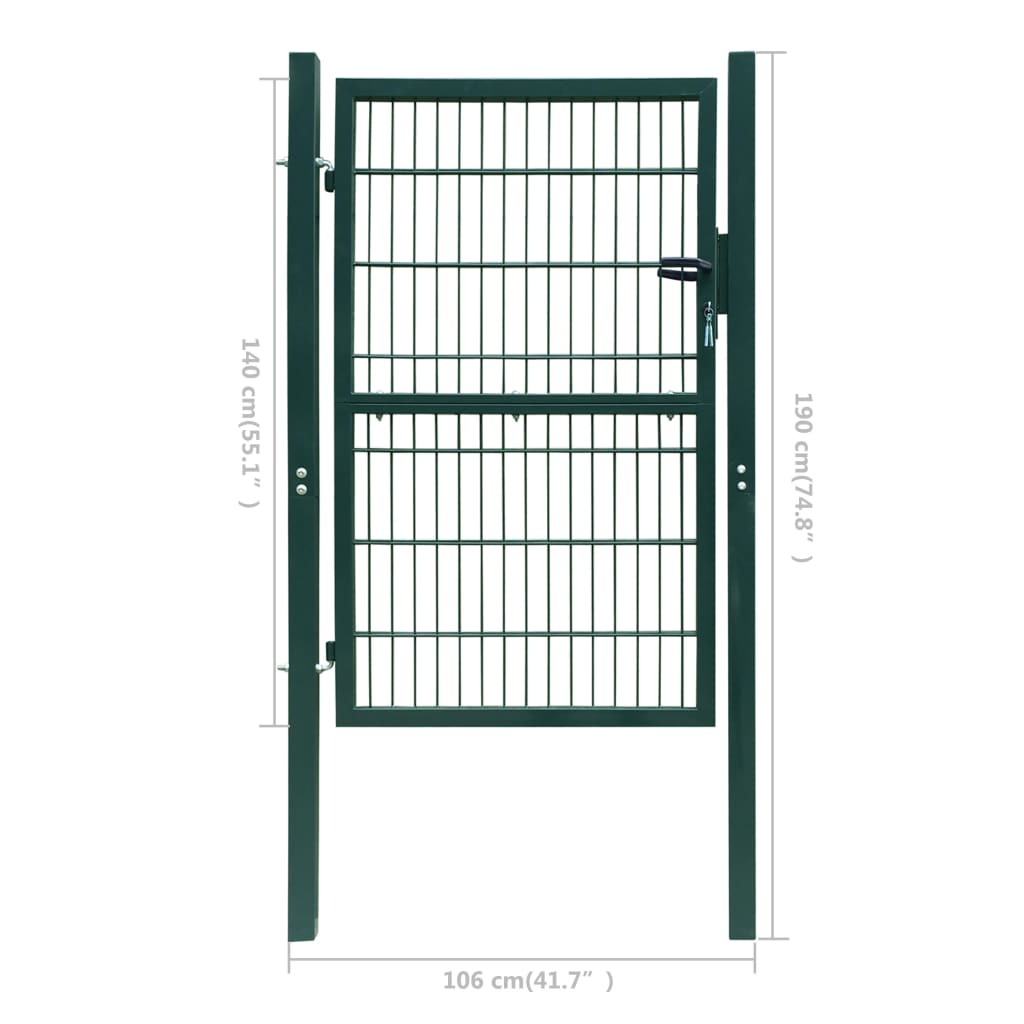 vidaXL Poartă pentru gard 2D (simplă), verde, 106x190 cm vidaXL Poartă pentru gard 2D (simplă), verde, 106x190 cm