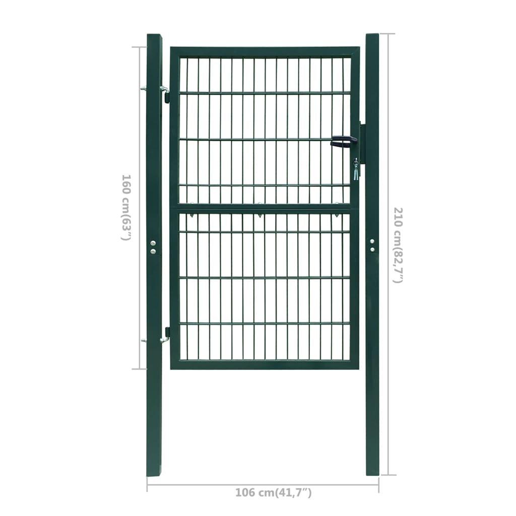vidaXL Poartă pentru gard 2D (simplă), verde, 106x210 cm